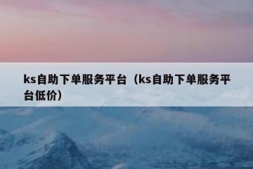 ks自助下单服务平台（ks自助下单服务平台低价）