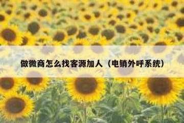 做微商怎么找客源加人（电销外呼系统）