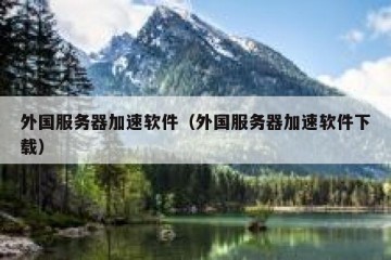 外国服务器加速软件（外国服务器加速软件下载）