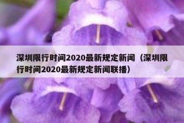 深圳限行时间2020最新规定新闻（深圳限行时间2020最新规定新闻联播）
