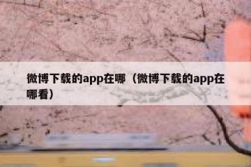 微博下载的app在哪（微博下载的app在哪看）
