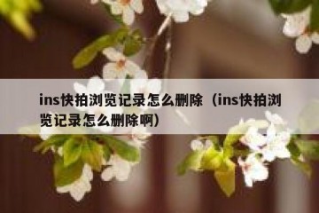 ins快拍浏览记录怎么删除（ins快拍浏览记录怎么删除啊）