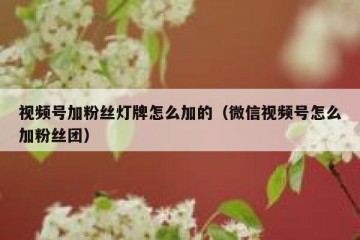 视频号加粉丝灯牌怎么加的（微信视频号怎么加粉丝团）