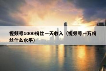 视频号1000粉丝一天收入（视频号一万粉丝什么水平）