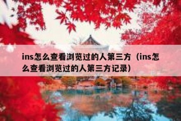 ins怎么查看浏览过的人第三方（ins怎么查看浏览过的人第三方记录）