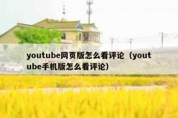 youtube网页版怎么看评论（youtube手机版怎么看评论）
