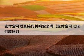 支付宝可以直接代付吗安全吗（支付宝可以代付款吗?）