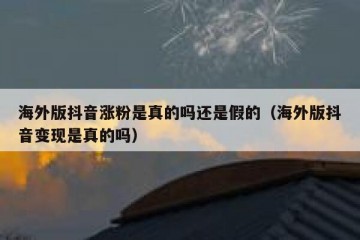 海外版抖音涨粉是真的吗还是假的（海外版抖音变现是真的吗）