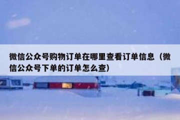 微信公众号购物订单在哪里查看订单信息（微信公众号下单的订单怎么查）