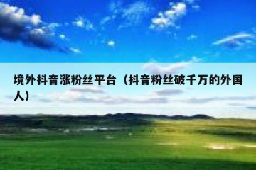 境外抖音涨粉丝平台（抖音粉丝破千万的外国人）