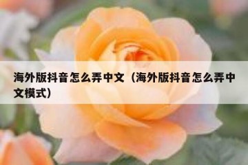 海外版抖音怎么弄中文（海外版抖音怎么弄中文模式）