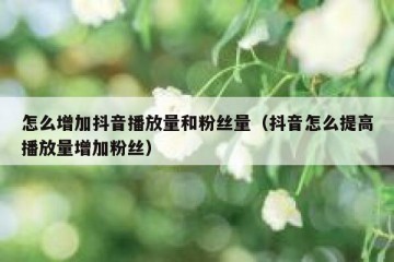 怎么增加抖音播放量和粉丝量（抖音怎么提高播放量增加粉丝）