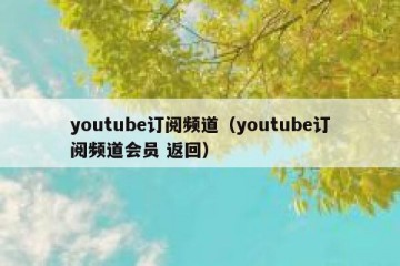 youtube订阅频道（youtube订阅频道会员 返回）
