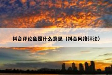 抖音评论鱼是什么意思（抖音网络评论）