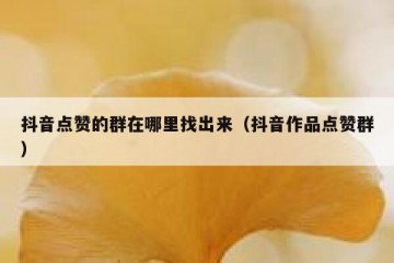 抖音点赞的群在哪里找出来（抖音作品点赞群）