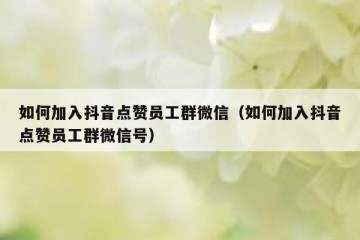 如何加入抖音点赞员工群微信（如何加入抖音点赞员工群微信号）