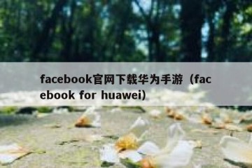 facebook官网下载华为手游（facebook for huawei）