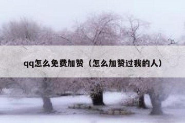 qq怎么免费加赞（怎么加赞过我的人）