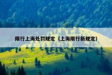 限行上海处罚规定（上海限行新规定）
