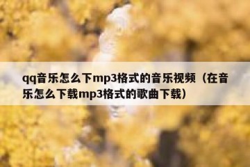 qq音乐怎么下mp3格式的音乐视频（在音乐怎么下载mp3格式的歌曲下载）