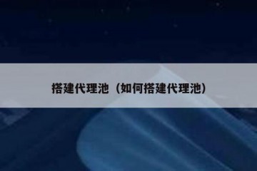 搭建代理池(如何搭建代理池)