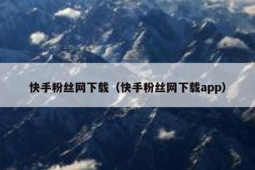 快手粉丝网下载（快手粉丝网下载app）
