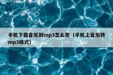 手机下载音乐到mp3怎么弄（手机上音乐转mp3格式）