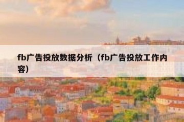 fb广告投放数据分析（fb广告投放工作内容）