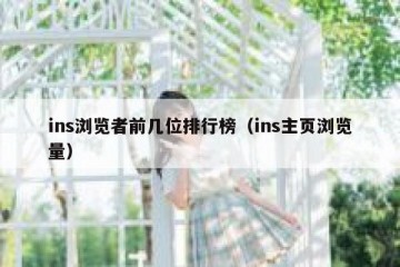ins浏览者前几位排行榜（ins主页浏览量）