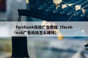 facebook投放广告教程（facebook广告投放怎么赚钱）