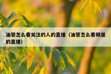 油管怎么看关注的人的直播（油管怎么看频道的直播）