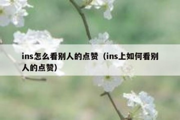 ins怎么看别人的点赞（ins上如何看别人的点赞）