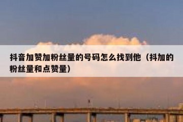 抖音加赞加粉丝量的号码怎么找到他（抖加的粉丝量和点赞量）