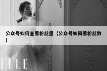 公众号如何查看粉丝量（公众号如何看粉丝数）