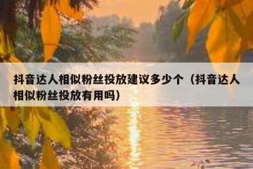 抖音达人相似粉丝投放建议多少个（抖音达人相似粉丝投放有用吗）