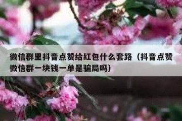 微信群里抖音点赞给红包什么套路（抖音点赞微信群一块钱一单是骗局吗）