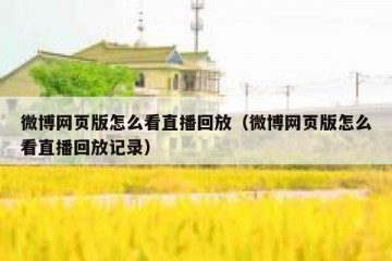 微博网页版怎么看直播回放（微博网页版怎么看直播回放记录）