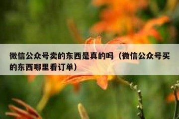 微信公众号卖的东西是真的吗（微信公众号买的东西哪里看订单）