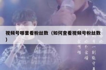 视频号哪里看粉丝数（如何查看视频号粉丝数）