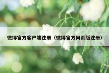 微博官方客户端注册（微博官方网页版注册）