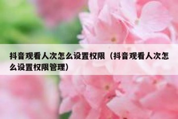 抖音观看人次怎么设置权限（抖音观看人次怎么设置权限管理）