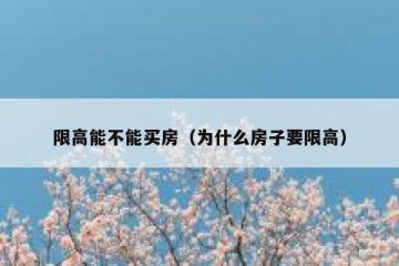 限高能不能买房（为什么房子要限高）