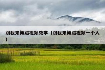 跟我来舞蹈视频教学（跟我来舞蹈视频一个人）
