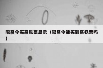 限高令买高铁票显示（限高令能买到高铁票吗）