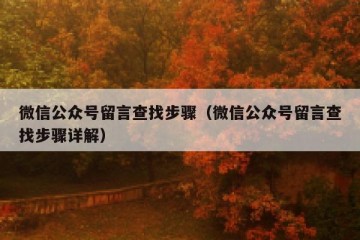微信公众号留言查找步骤（微信公众号留言查找步骤详解）