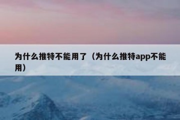 为什么推特不能用了（为什么推特app不能用）