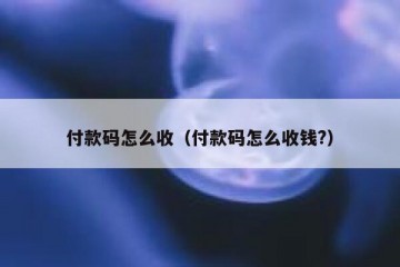 付款码怎么收（付款码怎么收钱?）