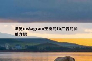 浏览instagram主页的fb广告的简单介绍