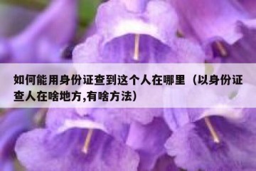 如何能用身份证查到这个人在哪里（以身份证查人在啥地方,有啥方法）