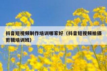 抖音短视频制作培训哪家好（抖音短视频拍摄剪辑培训班）